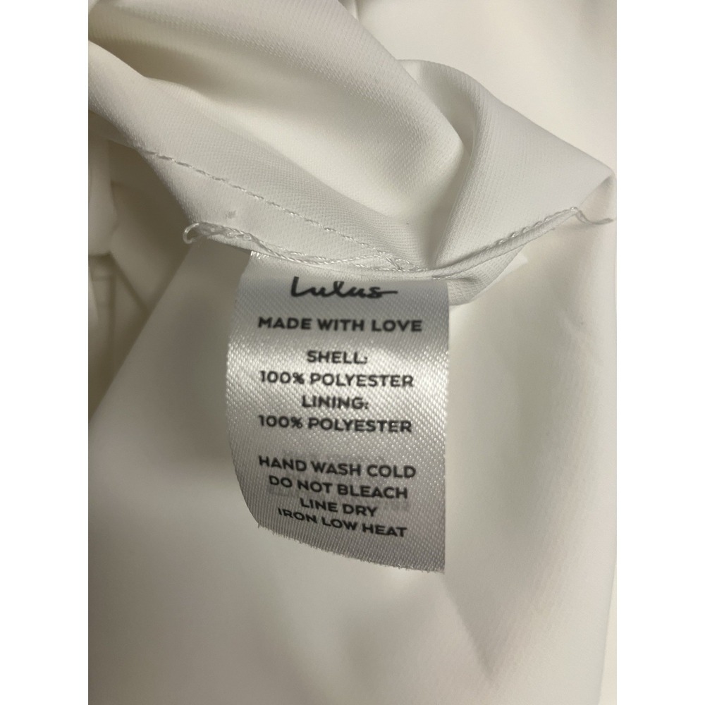 LULUS White Reinette Party Lightly Pleated Tulip Split V Neck Slip Dress Large - Picture 8 of 11